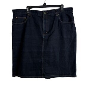 LRL Lauren Jeans Co Denim Pencil Skirt Womens 16 Dark Wash Old Money Preppy Midi